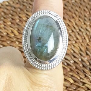 Sterling Silver Bloodstone Genuine Stone High Quilty Ring Size 6.25 Statement